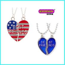Custom Design Enamel Broken Heart Pendant Necklace for Friends Jewelry